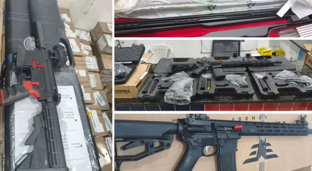 Polícia apreende 6 fuzis, 10 pistolas, 2 rifles, espingardas e munição em van na MA-125, no MA.