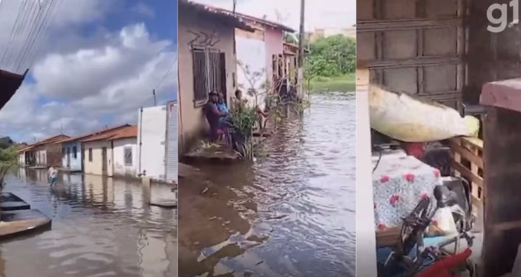 Rio Mearim chega a 6,56 metros e deixa famílias fora de casa em Pedreiras; nível sobe também em cidades da região